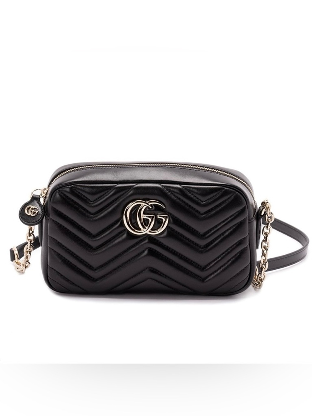 GUCCI Marmont small GG logo quilted leather camera bag